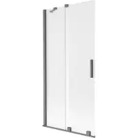 Mexen Velar badwand tweevleugelige schuifdeur 95 x 150 cm, matglas, geborsteld gun grijs - 896-095-000-31-66