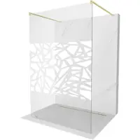 Mexen Kioto vrijstaande douchewand 100 x 200 , wit patroon 8 mm, goud geborsteld - 800-100-002-55-85