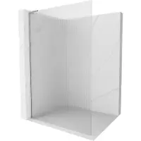 Mexen Kioto L douchewand Walk-in 100 x 200 , strepen, chroom - 800-100-103-01-09