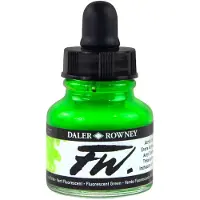 Daler Rowney FW Acrylic Ink Bottle Fluorescent Green - Versatile Acrylic Drawing Ink for Artists and Students - Permanent Calligraphy Ink - Archival I
