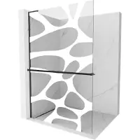 Mexen Kioto+ L douchewand met plank Walk-in 120 x 200 , witte golf, zwart - 800-120-123-70-97