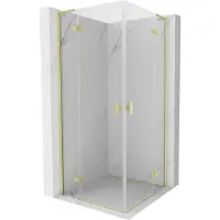 Mexen Mist-H L Duo douchecabine draaibaar 85 x 85 , transparant, geborsteld goud - 8A5L-085L-085P-55-00