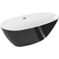 Mexen Eris vrijstaande badkuip 180 x 95 , wit/zwart, overloop geborsteld gun gray - 53441809575-66