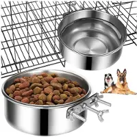 Semoic Hondenbakken, 2 Stuks, Roestvrijstalen Hondenvoerbak en Waterbak, Hangende Hondenbakken voor Kooikrattenkennel, Morsen Niet