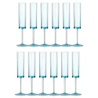 Torribaly Champagneglazen, vierkante glazen, herbruikbare coupes, 12 stuks, blauw