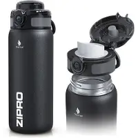 Zipro Thermosbeker 700ml - Thermosfles RVS - Lekvrij - Dubbelwandig - BPA-Vrij - Zwart