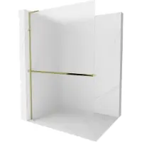 Mexen Kioto+ L douchewand met plank Walk-in 120 x 200 , ijs, goud - 800-120-123-50-30