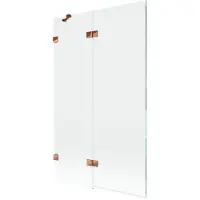 Mexen Lunar badwand 2-vleugelig links 110 x 150 , transparant, roze goud - 897-110-100-60-00-L