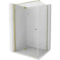 Mexen Mist-F opvouwbare douchecabine links 75 x 90 , transparant, goud - 8A6T-075-090-50-00-L