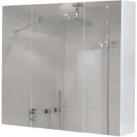 Mendler Spiegelkast -B19b, badkamermeubel wandmeubel, 6 planken hoogglans MVG-gecertificeerd 70x80x16cm ~ wit