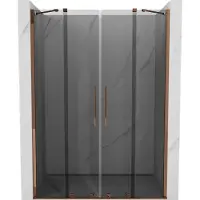 Mexen Velar Duo schuifdouchedeur 160 , grafiet, roze goud - 871-160-000-42-60