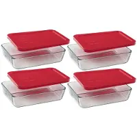Pyrex 3-kops rechthoekige voedselcontainer (verpakking van 4 containers)