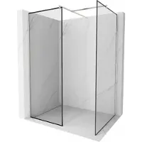 Mexen Kioto douchewand Walk-in 160 x 120 , zwarte rand, geborsteld nikkel - 800-160-202-97-70-120