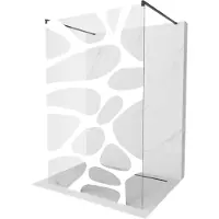 Mexen Kioto vrijstaande douchewand 100 x 200 , witte golf 8 mm, zwart - 800-100-002-70-97