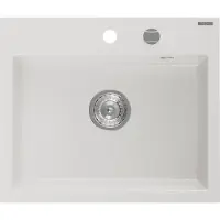 Mexen Oscar granieten spoelbak 1-kompartment 580 x 490 , wit, sifon chroom - 6519581000-20