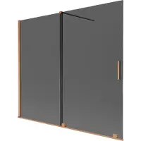 Mexen Velar badwand 2-vleugelig schuifbaar 180 x 150 , grafiet, geborsteld koper - 896-180-000-41-65
