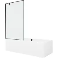 Mexen Cube rechthoekig bad 180 x 80 met ombouw en 1-delige scherm 100 , zwart patroon - 550518080X9510007070