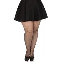 Leg avenue Visnet-panty's met kristallen en iriserende strass-steentjes in verschillende maten.