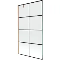 Mexen Next enkelvoudige douchewand 100 x 150 , zwart raster, geborsteld koper - 895-100-000-00-77-65