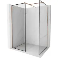 Mexen Kioto douchewand Walk-in 150 x 100 , zwart frame, geborsteld koper - 800-150-202-65-70-100