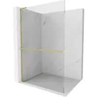 Mexen Kioto+ L douchewand met plank Walk-in 110 x 200 , transparant, geborsteld goud - 800-110-123-55-00