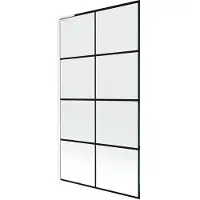 Mexen Next L badwand 1-deurs 100 x 150 , zwart raster, wit - 895-100-000-03-77-20