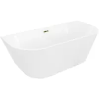Mexen Oris vrijstaande gegroefde wandbad 150 x 75 , wit, gouden overloop- 52871507500-50