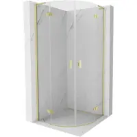 Mexen Mist L halve ronde draaide douchecabine 100 x 100 , transparant, goud geborsteld - 8A33L-100-100-55-00