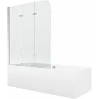 Mexen Cube rechthoekig bad 180 x 80 met ombouw en 3-vleugelig scherm 120 , transparant, chroom - 550518080X9012030100