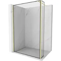 Mexen Kioto douchewand Walk-in 90 x 30 , zwart frame, goud geborsteld - 800-090-212-55-70-030