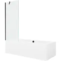 Mexen Cube rechthoekig bad 180 x 80 met ombouw en 1-vleugelig scherm 70 , transparant, zwart - 550518080X9507000070