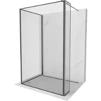 Mexen Kioto douchewand Walk-in 100 x 100 x 40 , zwart frame, gun gray geborsteld - 800-100-100-221-66-70-040