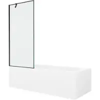 Mexen Vega rechthoekig bad 160 x 70 met ombouw en 1-delige scherm 80 , zwart patroon - 550116070X9508007070