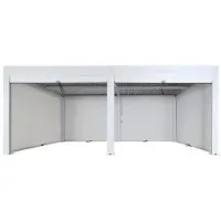 Mendler Pergola -L46 met 6x zijwand, tuinpaviljoen lamellenrolgordijn, 11cm aluminium frame, stormvast 3x6m ~ wit