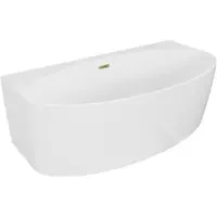 Mexen Bruna vrijstaande wandbad 150 x 82 , wit glans, gouden overloop - 52731508200-50