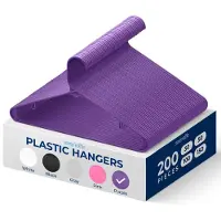 SereneLife 200 stuks kunststof kleerhangers - ruimtebesparende, stevige, slanke kledinghangerset, ideaal voor dagelijks gebruik. Kan tot 2,5 kg d