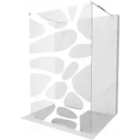 Mexen Kioto vrijestaande douchewand 100 x 200 , witte golf 8 mm, chroom - 800-100-002-01-97