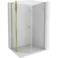Mexen Mist L vijfhoekige assymetrische draaideur douchecabine 90 x 100 , transparant, goud - 8A8L-090-100-50-00