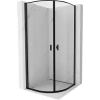 Mexen Mist douchecabine halfrond scharnierend 80 x 80 , zwart frame, zwart - 8A31-080-080-70-70