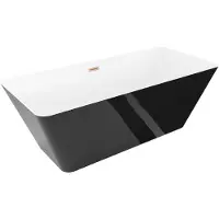 Mexen Velo Slim vrijstaande badkuip 170 x 75 , wit/zwart, geborsteld koper overloop - 52811707575-65