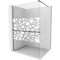 Mexen Kioto+ douchewand met plank Walk-in 90 x 200 , wit patroon, geschuurd geweergrijs - 800-090-121-66-85