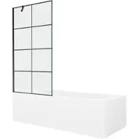 Mexen Vega rechthoekig bad 160 x 70 met ombouw en 1-delige paravent 90 , zwart patroon - 550116070X9509007077
