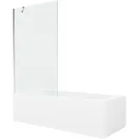 Mexen Vega rechthoekig bad 180 x 80 met omkasting en 1-deurs badwand 100 , transparant, chroom - 550118080X9510000001