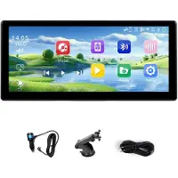 Torribaly 8,9 inch 4K verstelbare dashcam, draadloze CarPlay, Android auto, DVR, GPS, FM, AUX, Bluetooth-videorecorder, monitor