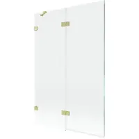 Mexen Lunar badwand 2-delig links 120 x 150 , transparant, goud geborsteld - 897-120-100-55-00-L