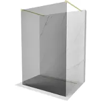 Mexen Kioto vrijstaande douchewand 110 x 200 , grafiet 8 mm, goud geborsteld - 800-110-002-55-40