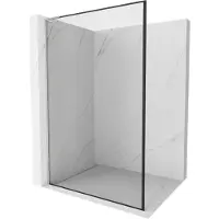 Mexen Kioto L douchewand Walk-in 90 x 200 , zwart frame, geborsteld nikkel - 800-090-103-97-70
