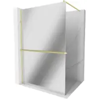 Mexen Kioto+ douchescherm met plank Walk-in 130 x 200 , spiegel, goud geborsteld - 800-130-121-55-50