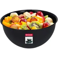 Kadax Kom van kunststof, slakom, stapelbare mengkom, plastic kom, keukenkom, ronde serveerschaal voor keuken, salade, deeg, vaatwasmachinebestendig (5 l, antraciet)
