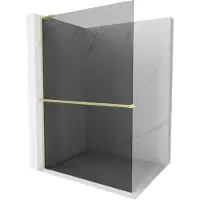 Mexen Kioto+ L douchewand met plank Walk-in 70 x 200 , grafiet, geborsteld goud - 800-070-123-55-40